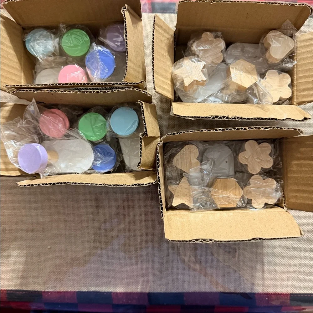 Wooden Party Favor Stamps with Assorted Pastel Handles